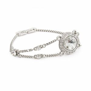 Givenchy Crystal Halo Bracelet Silver Tone Double Chain Rhinestones